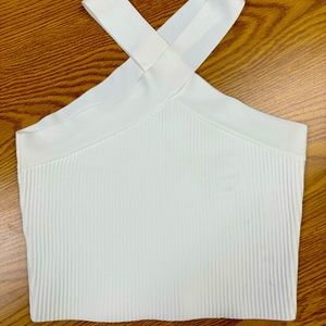 Brand NWT white ribbed halter neck top.  Size Large women's.